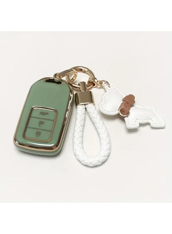 Green TPU Key Fob Cover Case With Keychain For Honda Accord Civic CRV Odyssey Passport - Image 4